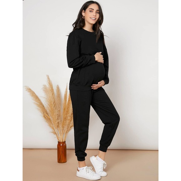 Maternity Drop Shoulder Pullover Joggers Set - Picture 3 of 4